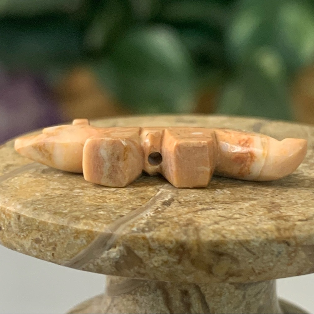 Native American Zuni Hand Carved Wolf Fox Fetish Bead Stone Animal Vintage 1.2" - Picture 10 of 13